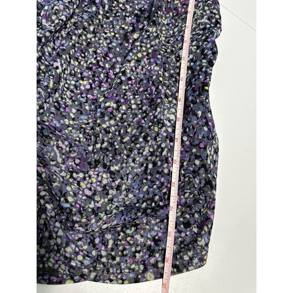 White House Black Market XXS Multi Polka Dot Meshed Ruched Short Sleeve Blouse - Picture 4 of 6